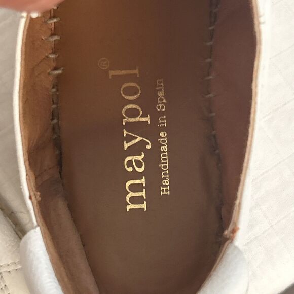 Maypol Anthropologie White Leather Espadrille Sneakers Size 41 - Picture 6 of 7